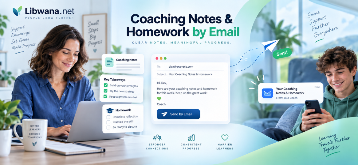 Coaching notes and homework by email